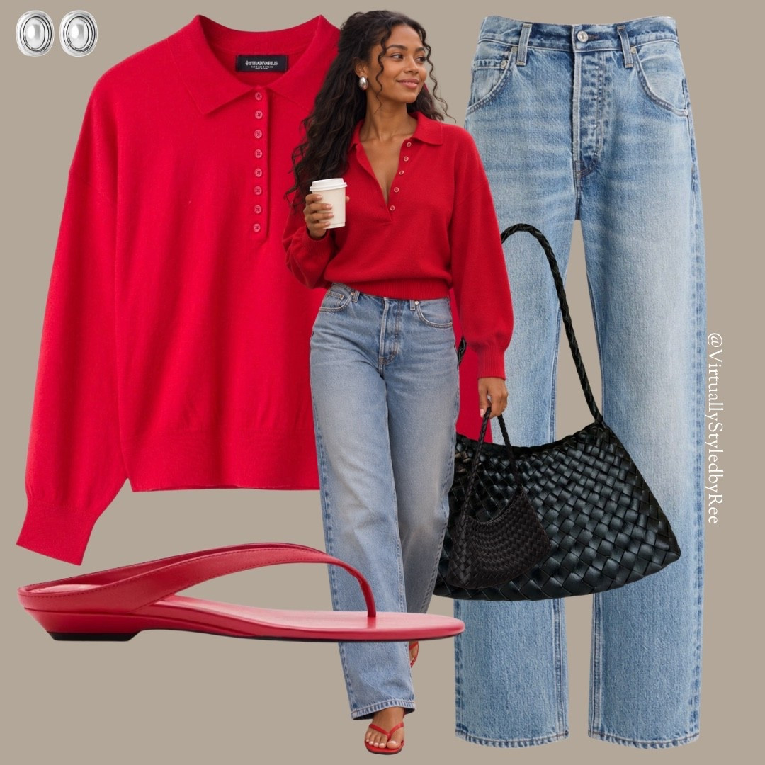 Red hot for autumn 🍂🔴
Nothing like a pop of red to shake up the neutral jean uniform. This knit polo is doing all the work.

#LTKautumn #LTKuk #LTKeurope