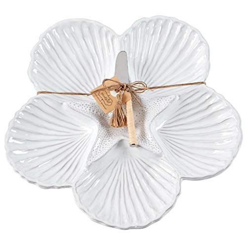 Mud Pie Shell Sectional Platter, 2 Piece Set, White, platter 12" dia | spreader 5 1/2", Seashell | Amazon (US)