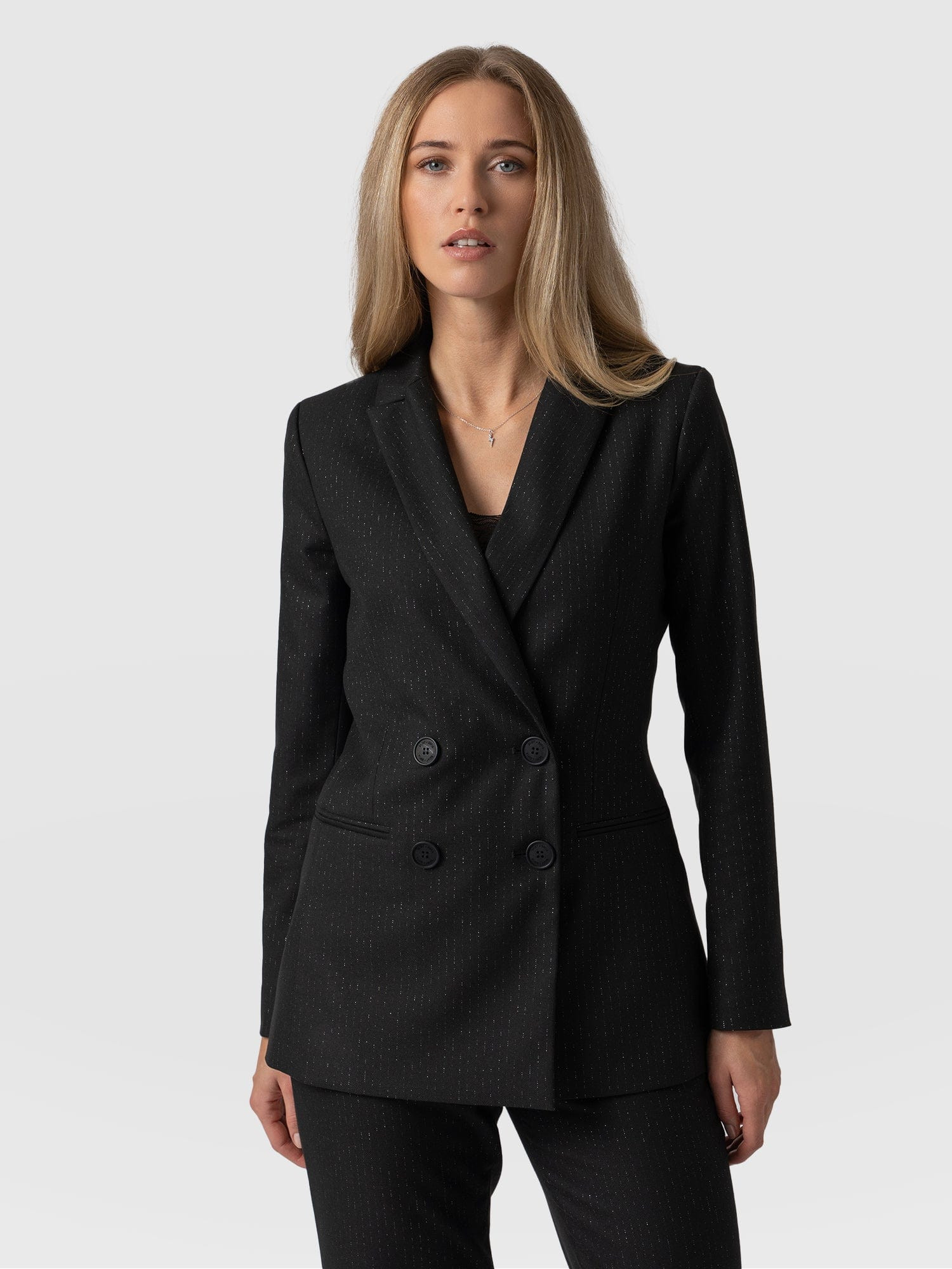 Cambridge Blazer - Black Pinstripe | Saint + Sofia