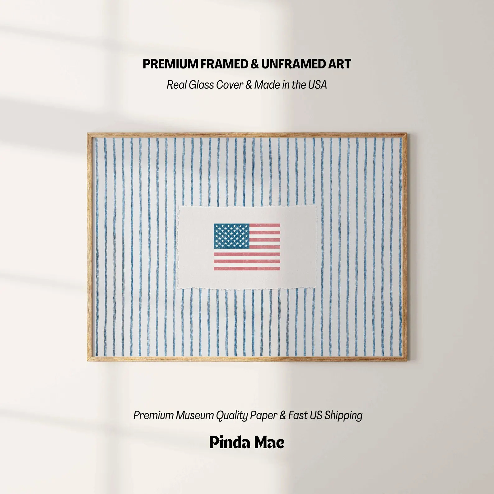 Framed American Flag Print: Coastal Retro Patriotic Wall Art | Etsy (Global)