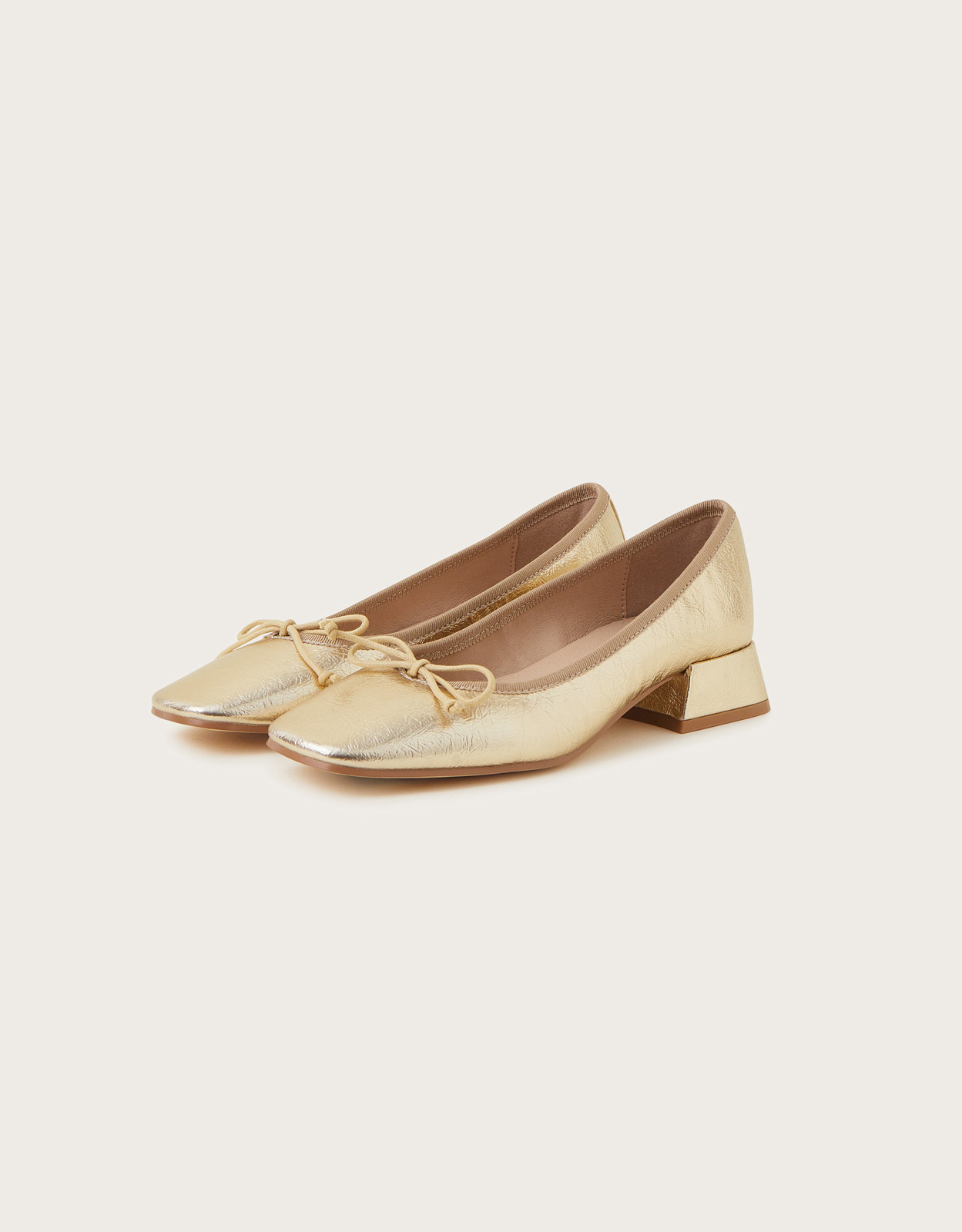 Squared-Toe Block Heels Gold | Monsoon (UK)