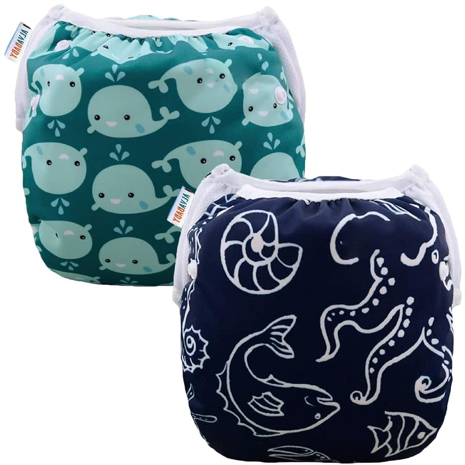 ALVABABY Baby Swim Diapers 2pcs Reuseable Washable & Adjustable for Swimming Lesson & Large Size ... | Amazon (US)