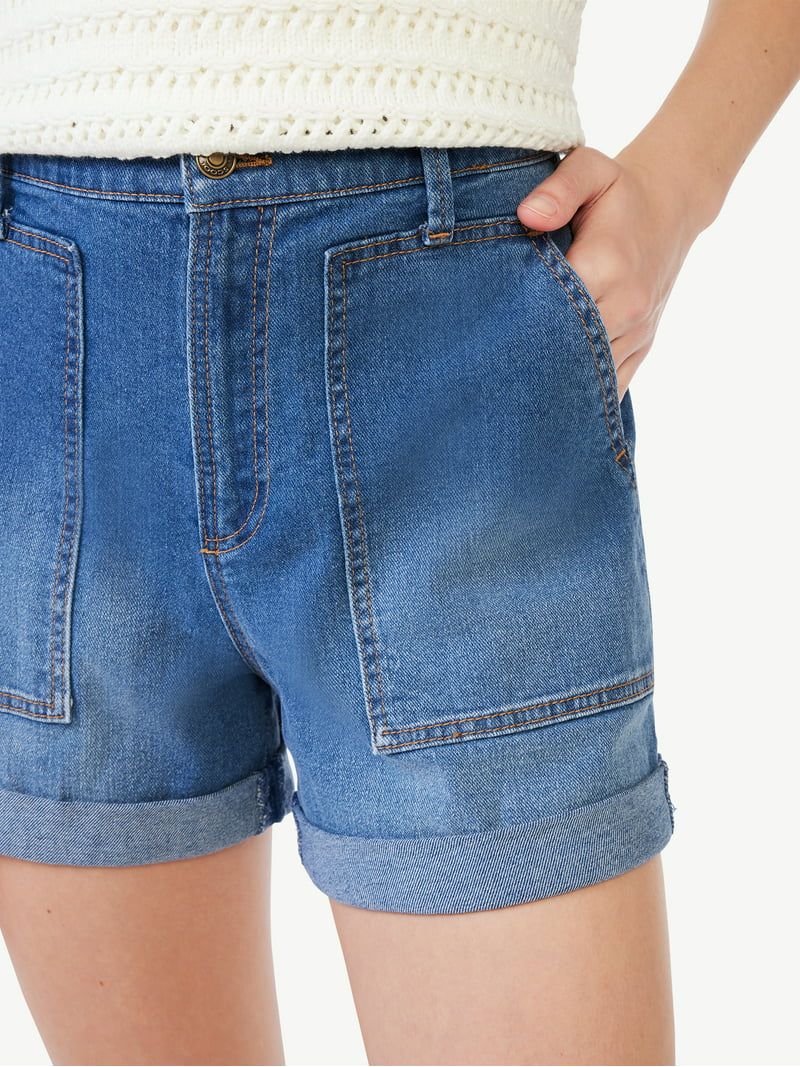Scoop Women's High Rise Denim Utility Shorts | Walmart (US)