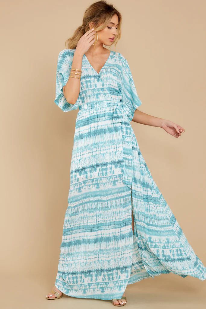 Better Things Ahead Sea Blue Multi Print Maxi Dress | Red Dress 