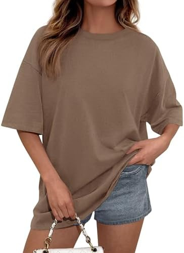 PRETTYGARDEN Womens 2026 Spring Going Out Tops Casual Short Sleeve Crewneck Loose Fit Basic Overs... | Amazon (US)