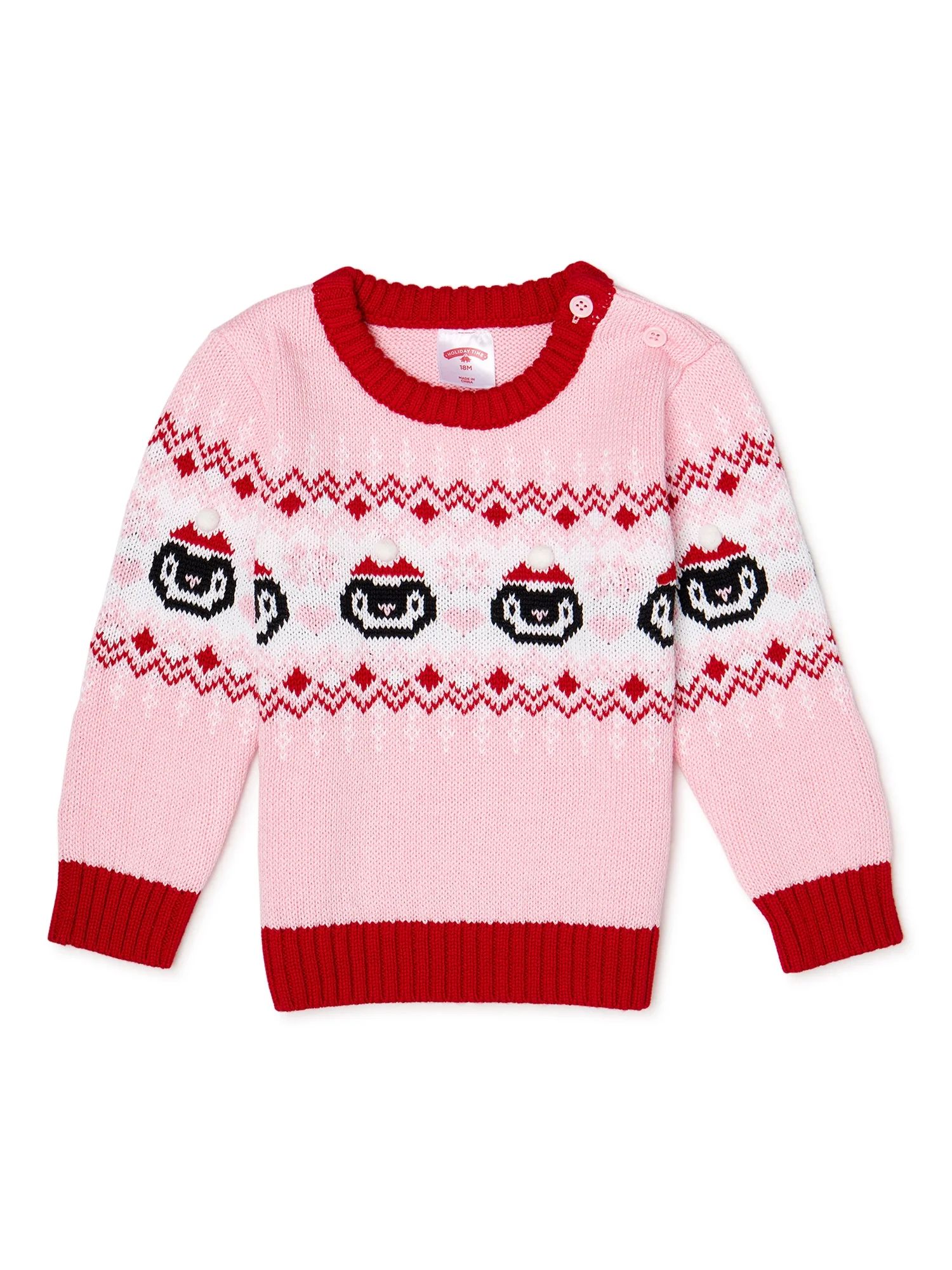 Wonder Nation Baby & Toddler Girls Holiday Christmas Sweater | Walmart (US)