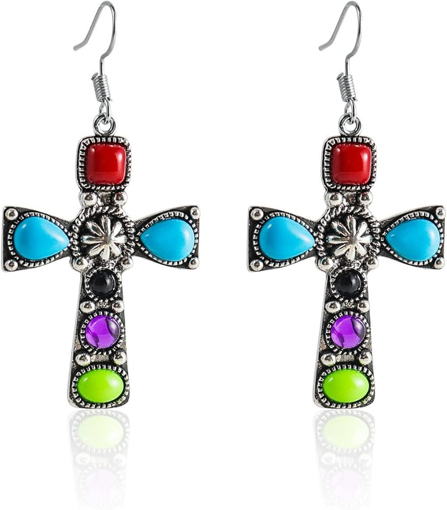 Bohemian Cross Colorful Resin Bead Drop Earring for Women Handmade Boho Statament Dangle Earring ... | Amazon (US)