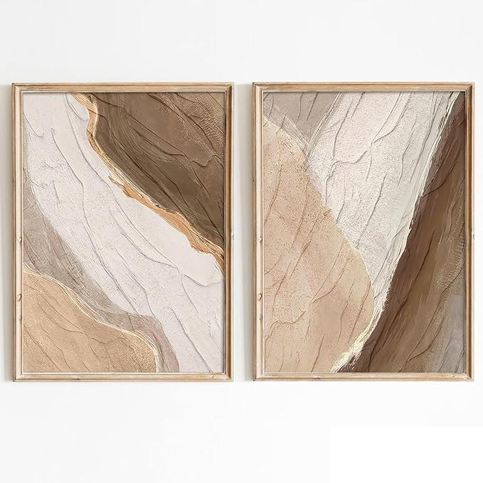 Abstract Texture Canvas Brown Beige and White Wall Art Neutral Textured Painting Brown Textured W... | Amazon (US)