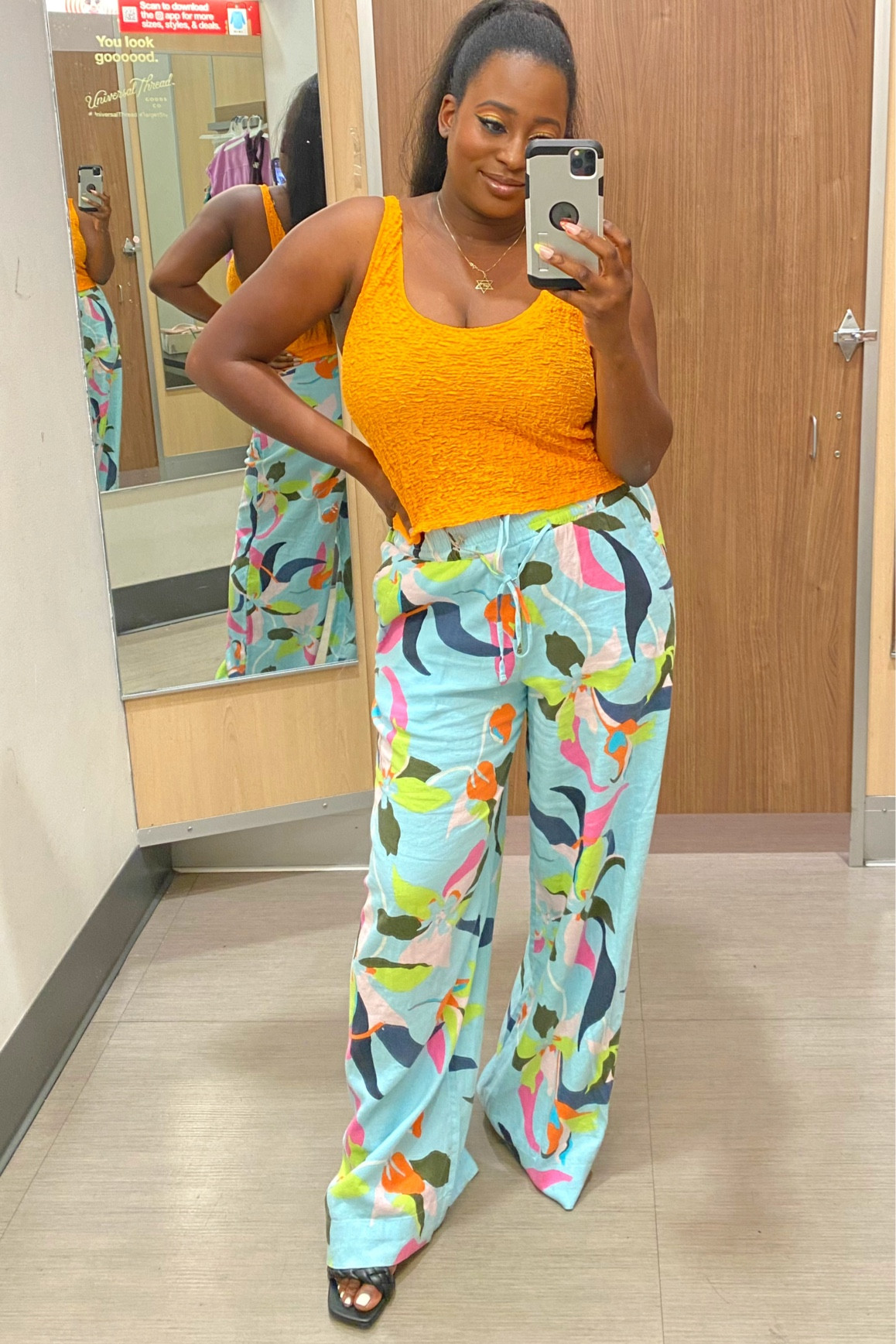 Target , target style , high rise , wide leg , print pants , a new day , crop top , orange , puckered tank top 

#LTKsalealert #LTKstyletip #LTKunder50