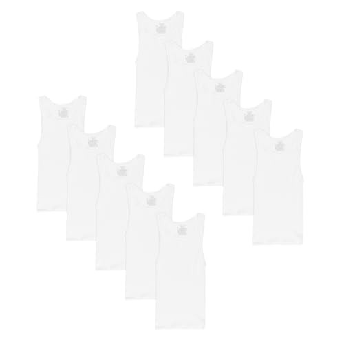 Hanes Boys’ Tank Cotton Undershirt, EcoSmart, 10 Pack, White | Amazon (US)
