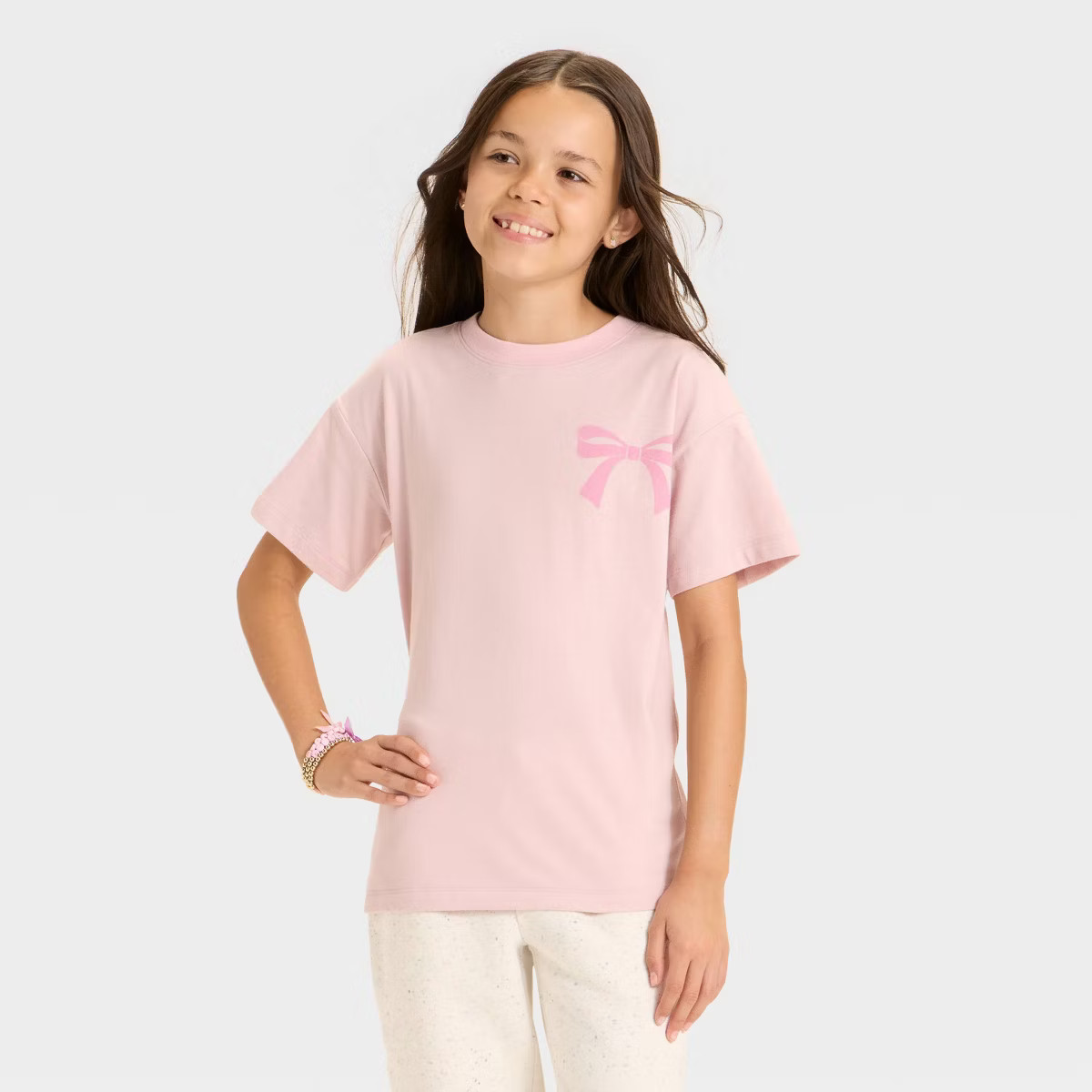 Girls' Short Sleeve Oversized Seoul Graphic T-Shirt - Cat & Jack™ Dusty Pink L | Target