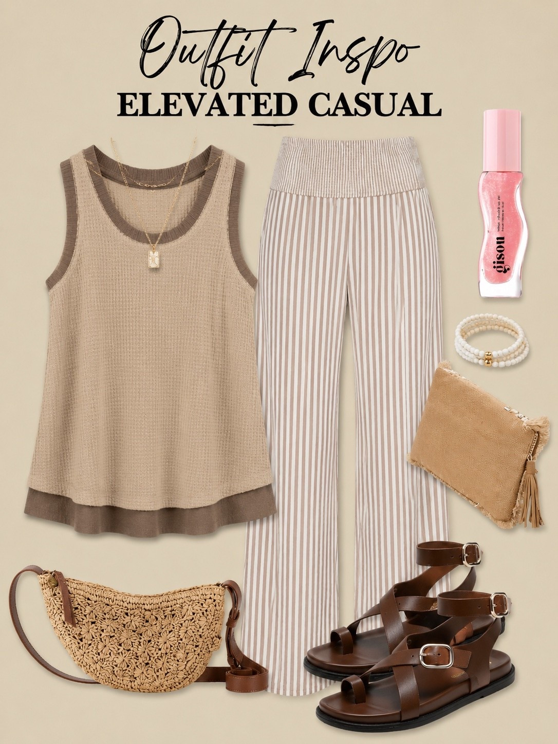 Facebook Caption:

Easy, breezy, and effortlessly chic. 🤎 This neutral-toned look is one of those outfits you’ll reach for again and again—comfortable enough for everyday errands but polished enough to look put together.

#LTKootd