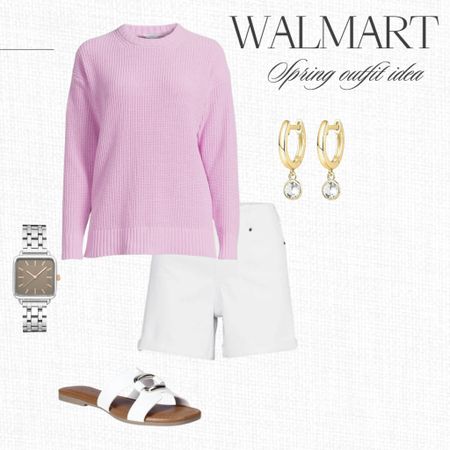 Walmart Spring Outfit Idea - these shorts have great length and you could also throw this sweater over your shoulders with a tee or tank top! @walmart #walmartpartner

#LTKfindsunder50 #LTKshoecrush #LTKstyletip
