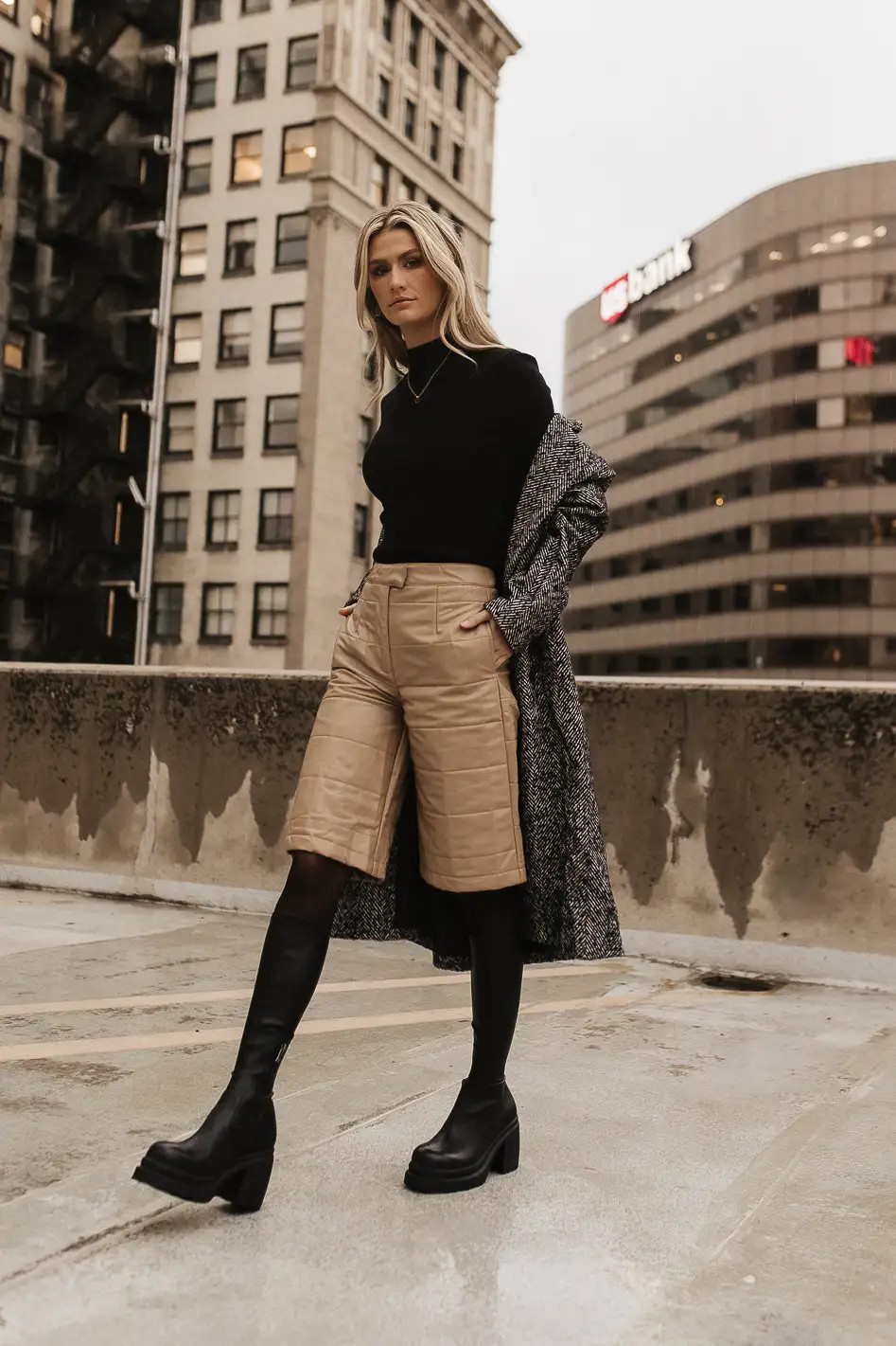Quilted Vegan Leather Bermuda Shorts | Böhme US