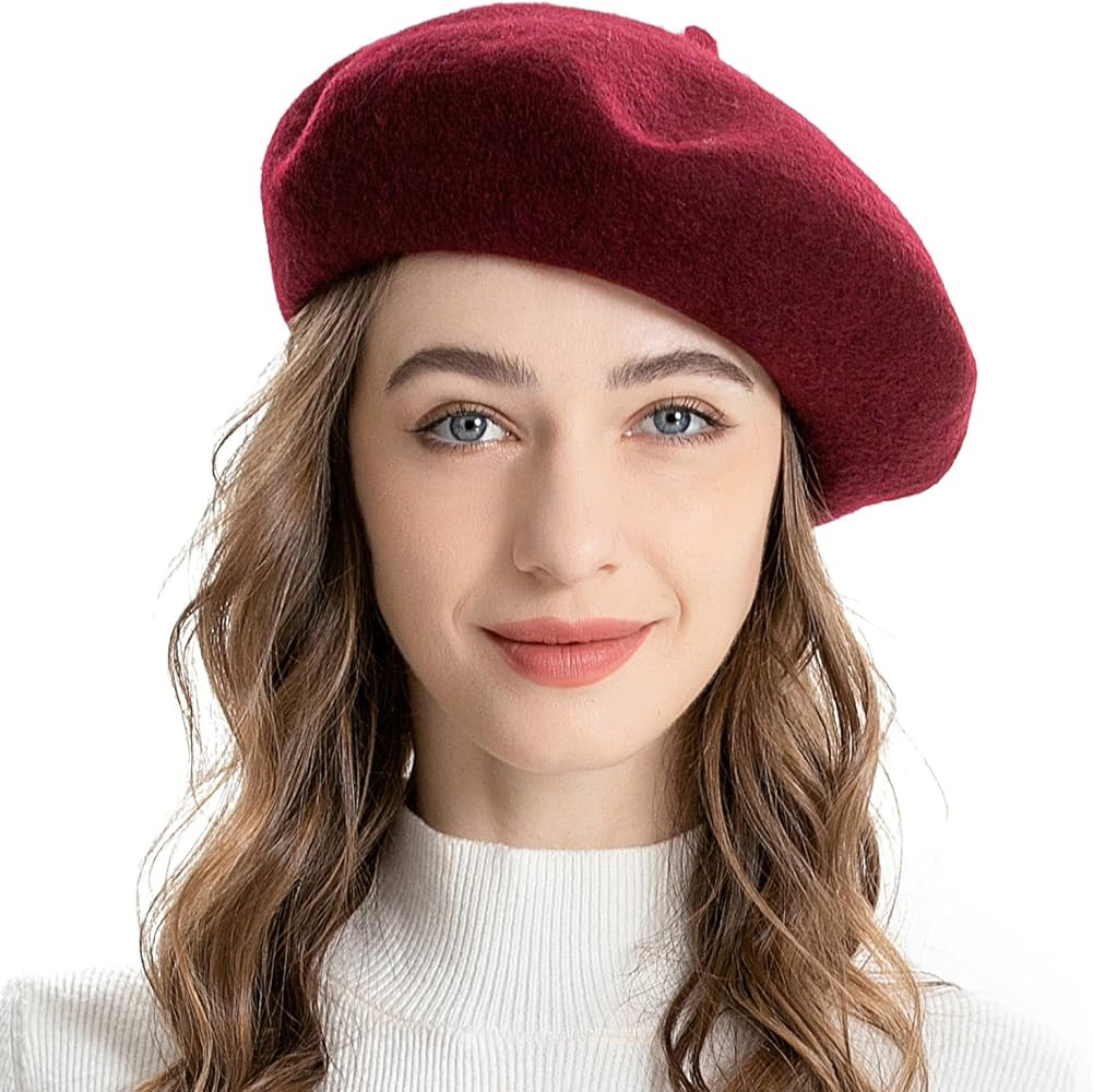 ZLYC Wool French Beret Hat Solid Color Classic Artist Cap for Women | Amazon (US)