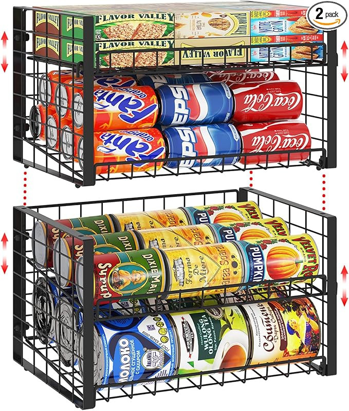 JKsmart Stackable Can Rack Organizer for Pantry 9" H, Adjustable Can Storage Holder for Various O... | Amazon (US)