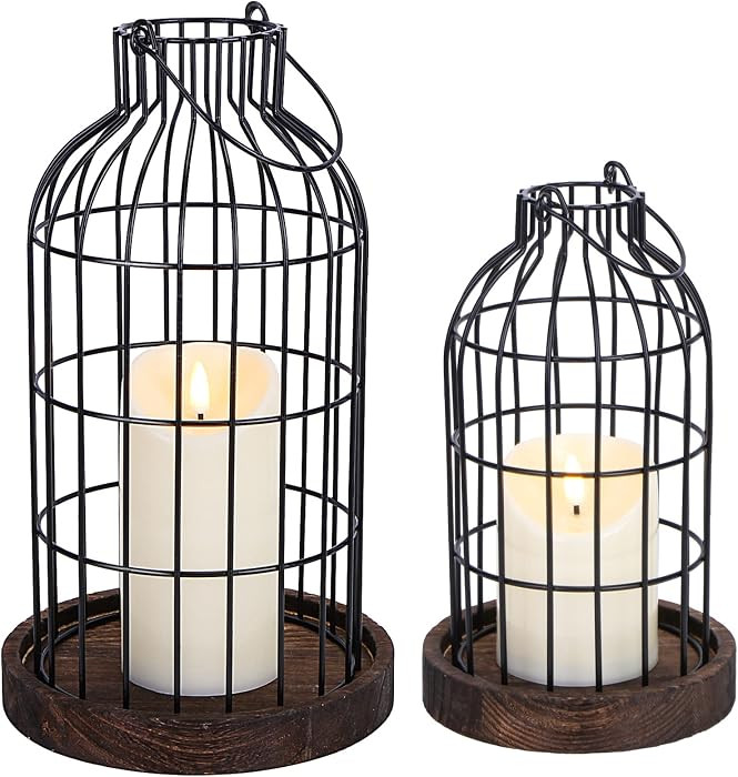 Modern Farmhouse Decor Candle Holder with Electronic Candle, Rustic Farmhouse Lantern Decor Wire ... | Amazon (US)