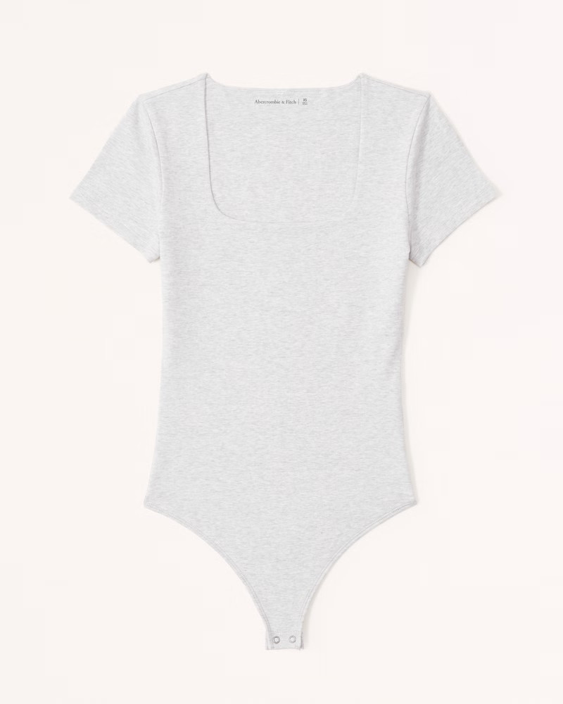 Short-Sleeve Cotton Seamless Fabric Squareneck Bodysuit | Abercrombie & Fitch (US)