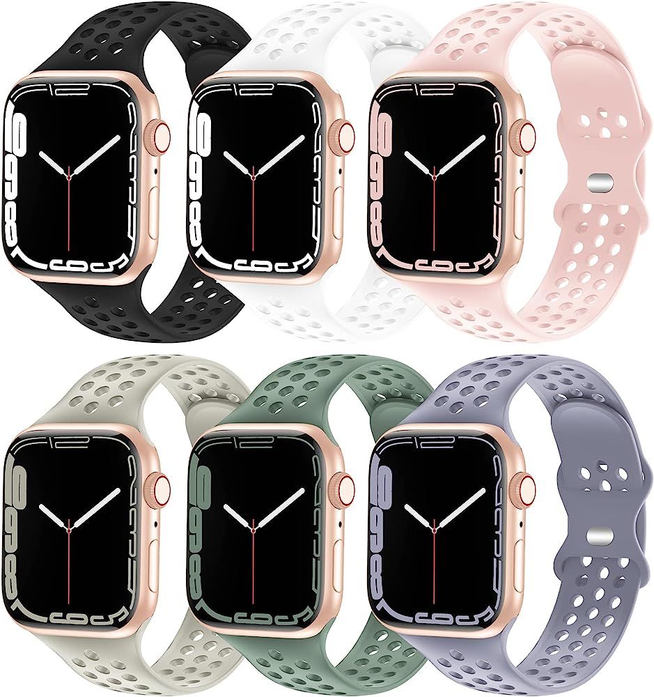 Aopigavi 6 Pack Breathable Sport Bands Compatible with Apple Watch Band 38mm 40mm 41mm 42mm 44mm 45m | Amazon (US)