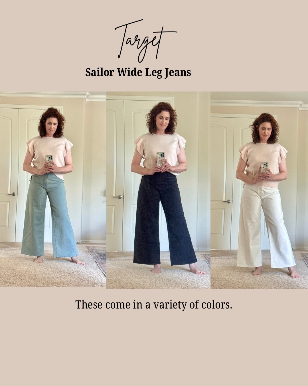 Cute TARGET Jeans of the summer: The Sailor Wide Leg Jeans. 

Love these! I think I have them in about 6 different colors. Personally, I think they’re slightly on the tighter side (around the waist)  so if you have a meno-belly like me, consider sizing up for a more comfortable fit. Also, I noticed that each pair can feel slightly different in the way they fit, so if you’re in between sizes, order your regular size and a size up to see which you prefer. 



#LTKMidsize #LTKOver40 #LTKSummerEdit