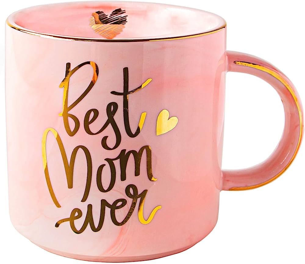 Amazon.com: VILIGHT Best Mom Ever Gifts for Mom from Daughter Son - Pink Marble Mug Ceramic Coffe... | Amazon (US)