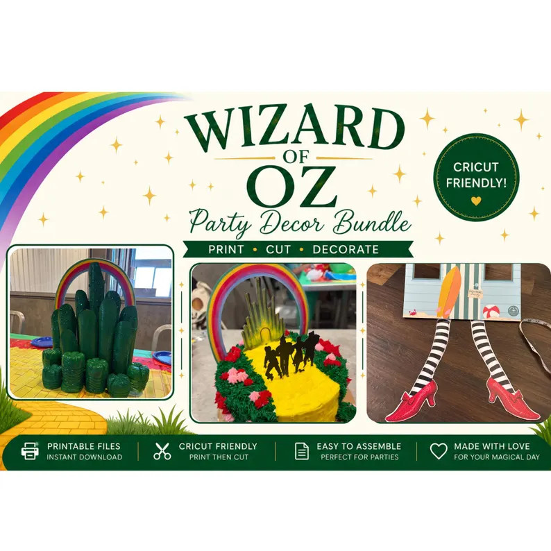 Wizard of Oz Party Decor Bundle Printable-cake Topper, Rainbow & Witch Legs | Instant Download - ... | Etsy (Global)