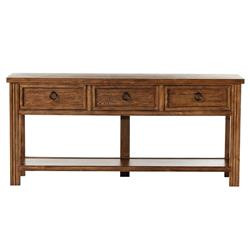 Layla French Country Distressed Pine Wood Rectangular Console Table | Kathy Kuo Home