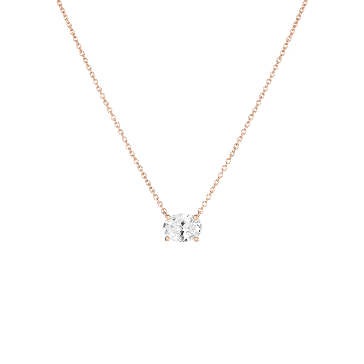 Oval Gemstone Solitaire Necklace | AUrate New York