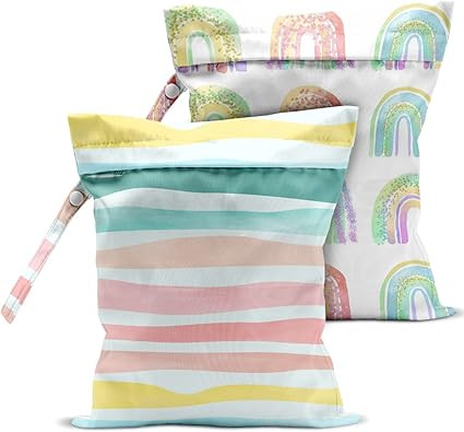 2 Pcs Wet Bag, Wet Dry Bag, Wet Bag for Swimsuit, Travel, Beach, Pool, Diapers, Dirty Yoga Gym Cl... | Amazon (US)