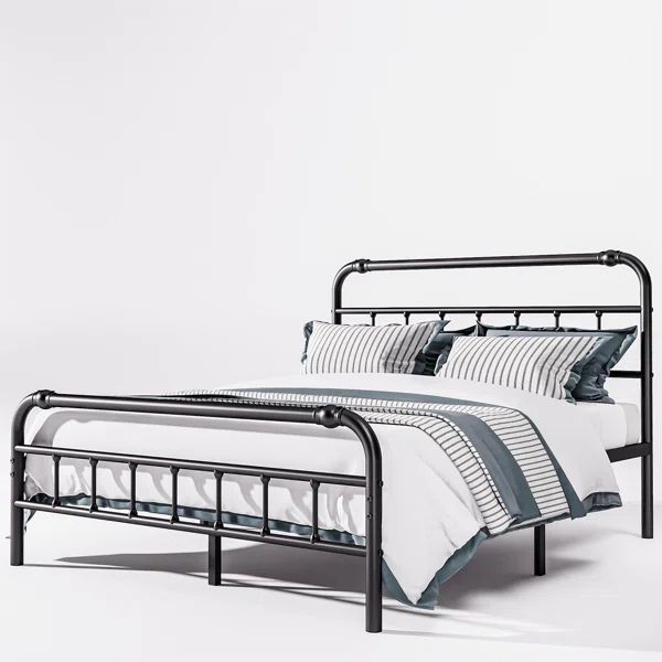 Amylia Heavy Duty Anti-sway 14-inch Steel Tube Iron Bed with Decorative Ball 40 Headboard | Wayfair North America