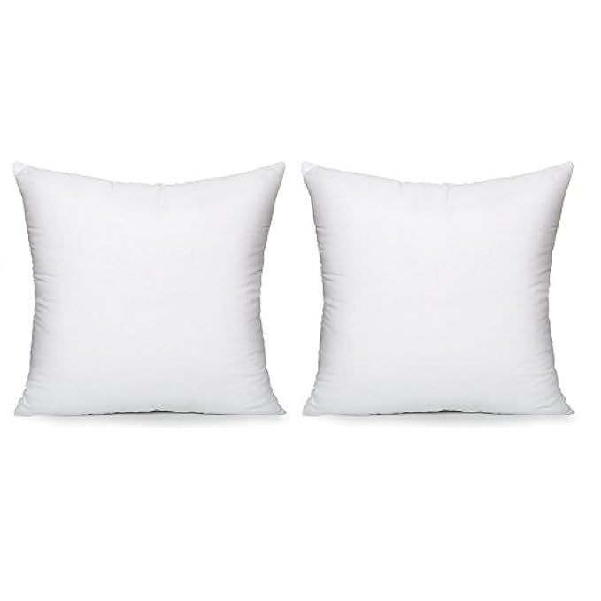 Acanva Hypoallergenic Pillow Insert Form Cushion Euro Sham, Square, 20" L x 20" W, Set of 2 | Amazon (US)