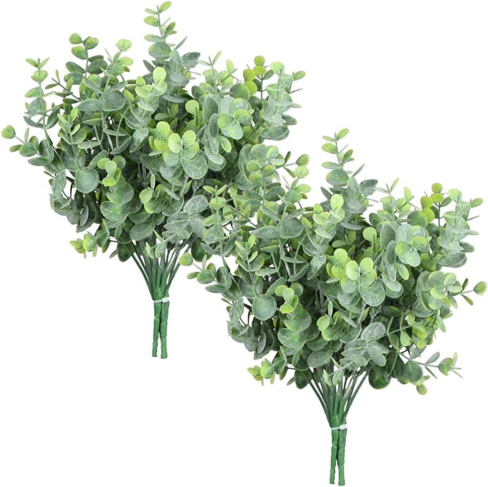 Rinlong Artificial 6Pcs Faux Eucalyptus Leaves Stems Spray Fake Plants Indoor Eucalyptus Branches... | Amazon (US)