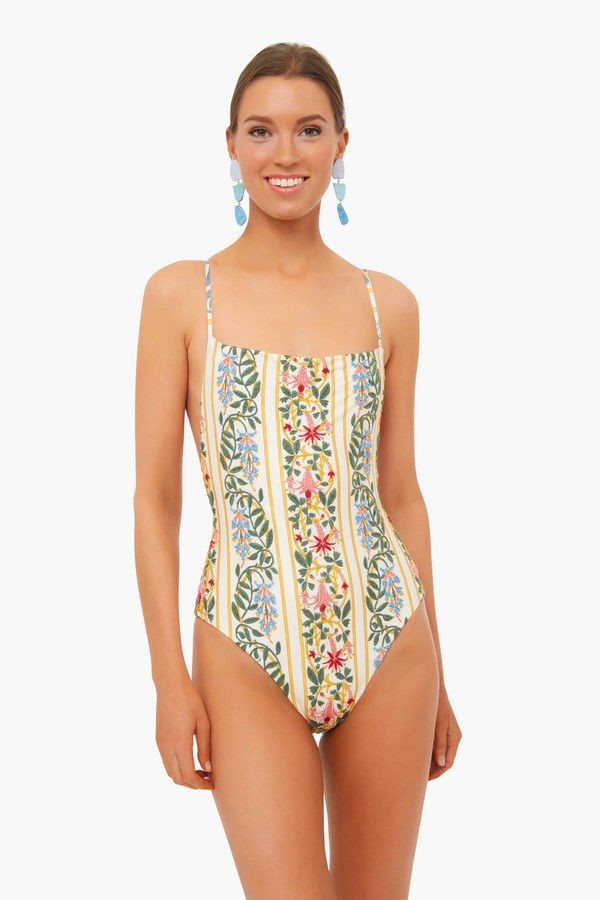 Hand Embroidered Lluvia Floral Caoba One Piece | Tuckernuck (US)