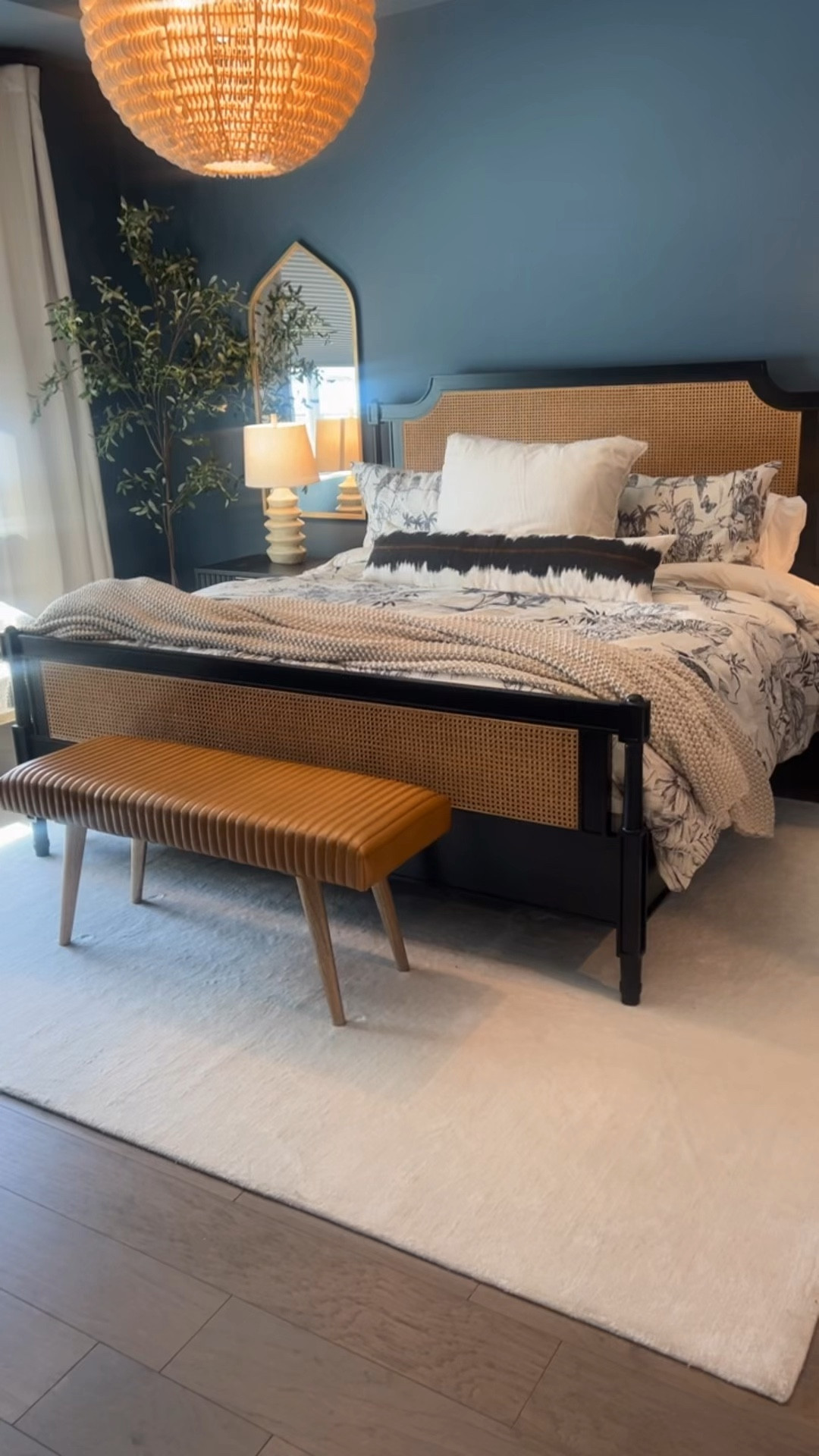 Moody blue color drenched primary bedroom decor ✨ modern organic bedroom 🌿 modern coastal bedroom 

#LTKHome