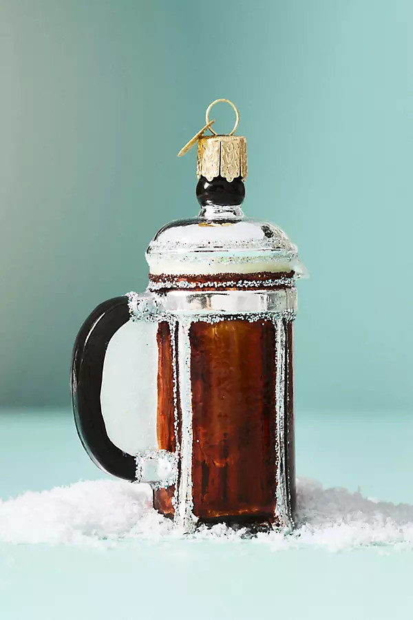 French Press Coffee Glass Ornament | Anthropologie (US)