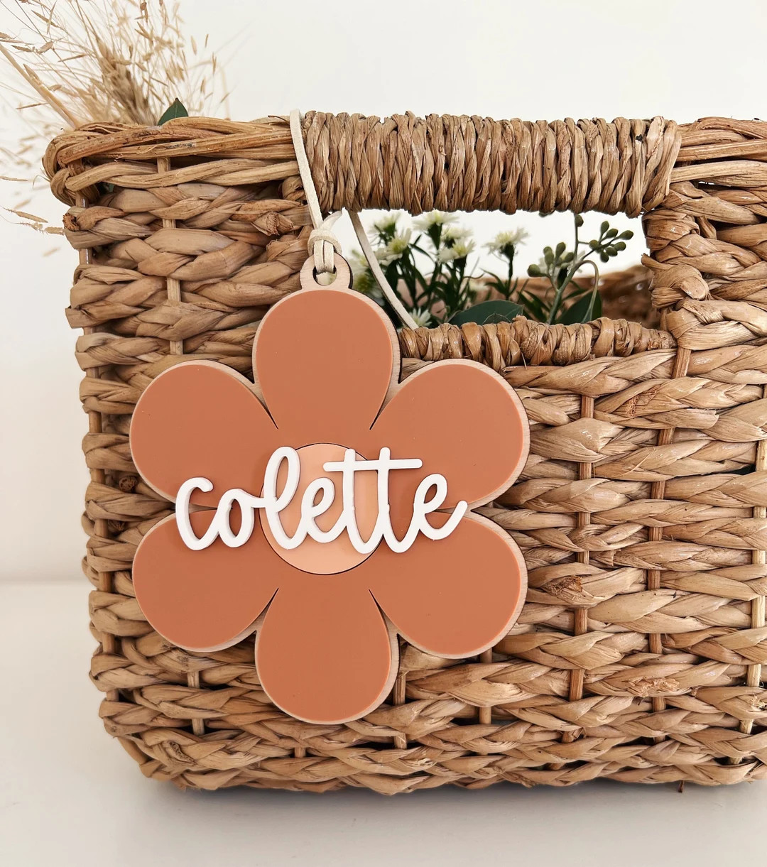 Flower Easter Basket Tag / Easter Bunny Basket Tag / Easter Basket Tag / Personalized Easter Bask... | Etsy (US)