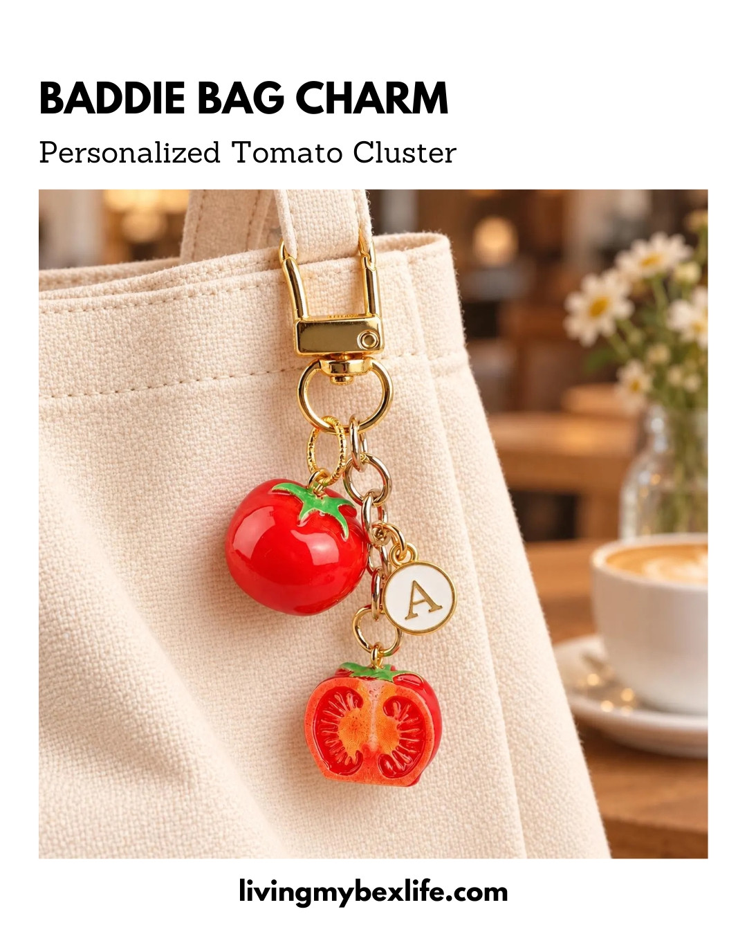 Personalized initital tomato cluster bag charm | it bag, work bag, bagtok, coachtok, coach bag, vintage bag, bag decoration, charm for bag, bag accessory  

 #LTKootd #LTKU #LTKWorkwear