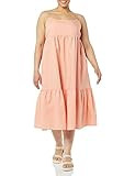 Goodthreads Women's Linen Tiered Midi Dress, Peach, Medium | Amazon (US)