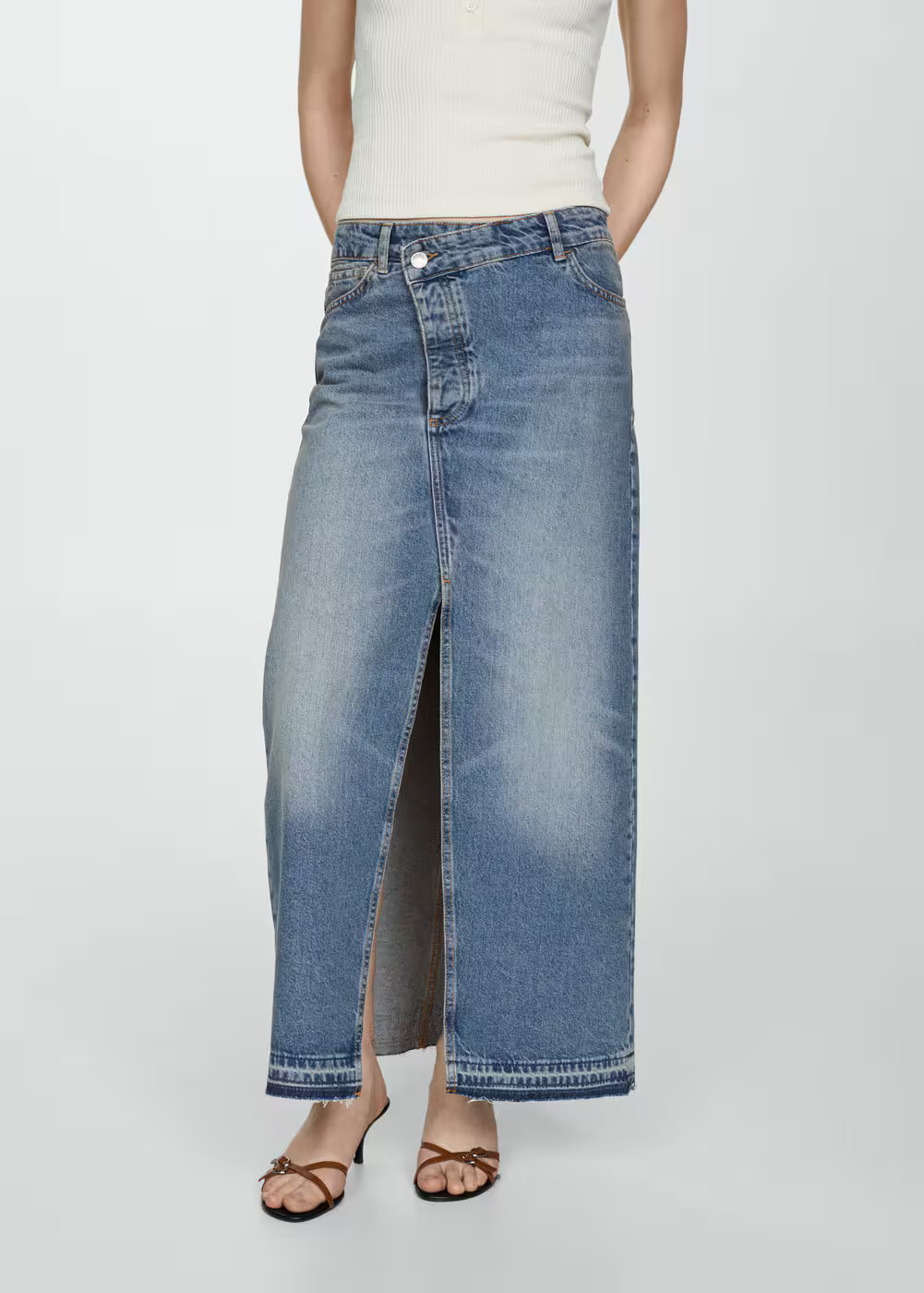 Asymmetrical denim skirt -  Women | Mango USA | MANGO (US)