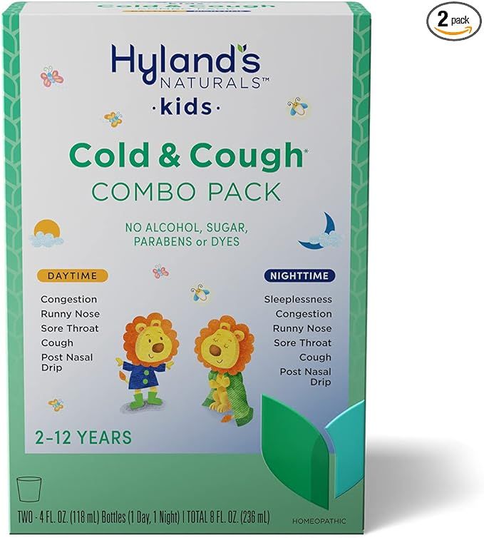 Kids Cold Medicine for Ages 2+, Hylands Naturals Kids Cold & Cough, Day and Night Combo Pack, Syr... | Amazon (US)
