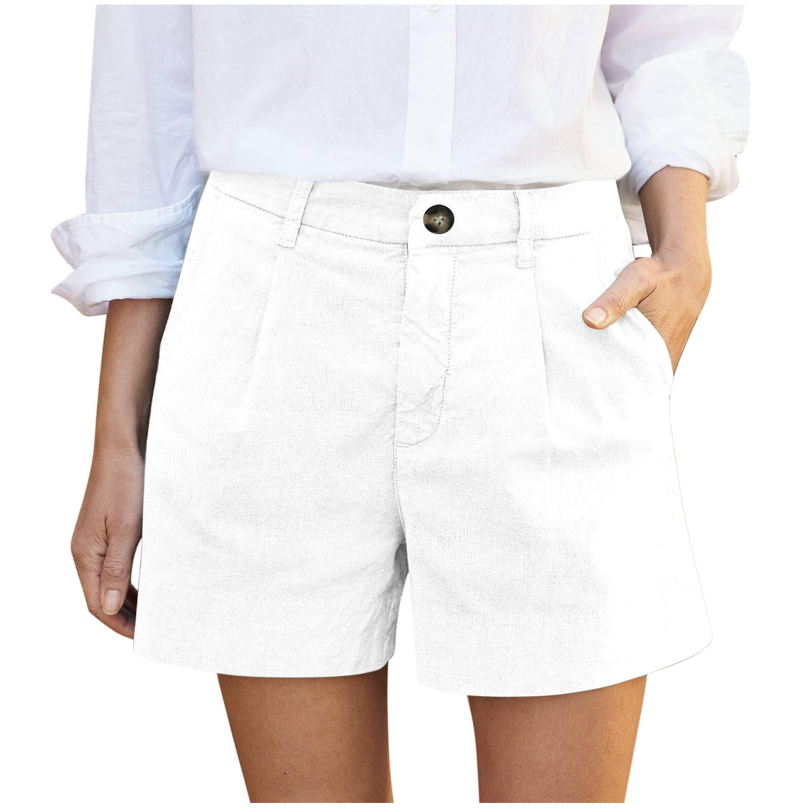 Linen Shorts for Women Summer Wide Leg Shorts High Waisted Bermuda Short Dressy Casual Chino Shor... | Walmart (US)