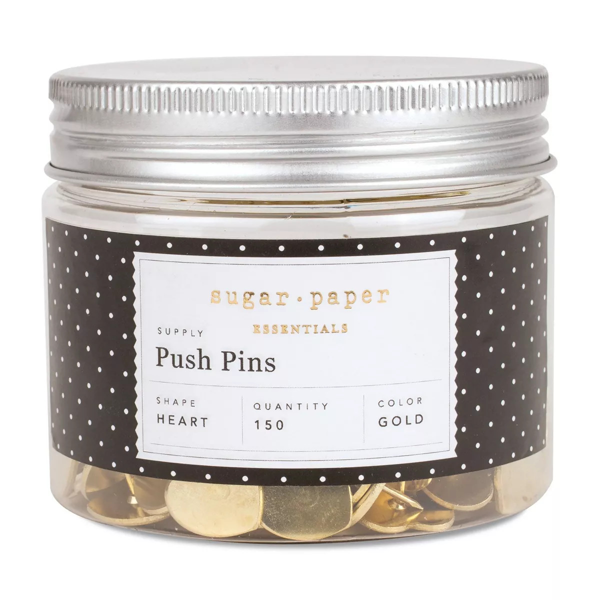 150ct Heart Shaped Push Pins Gold - Sugar Paper Essentials | Target