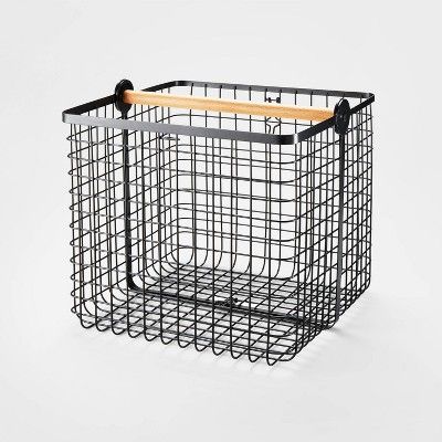 Large Black Wire with Natural Wood Handles 2-in-1 Milk Crate - Brightroom™ | Target