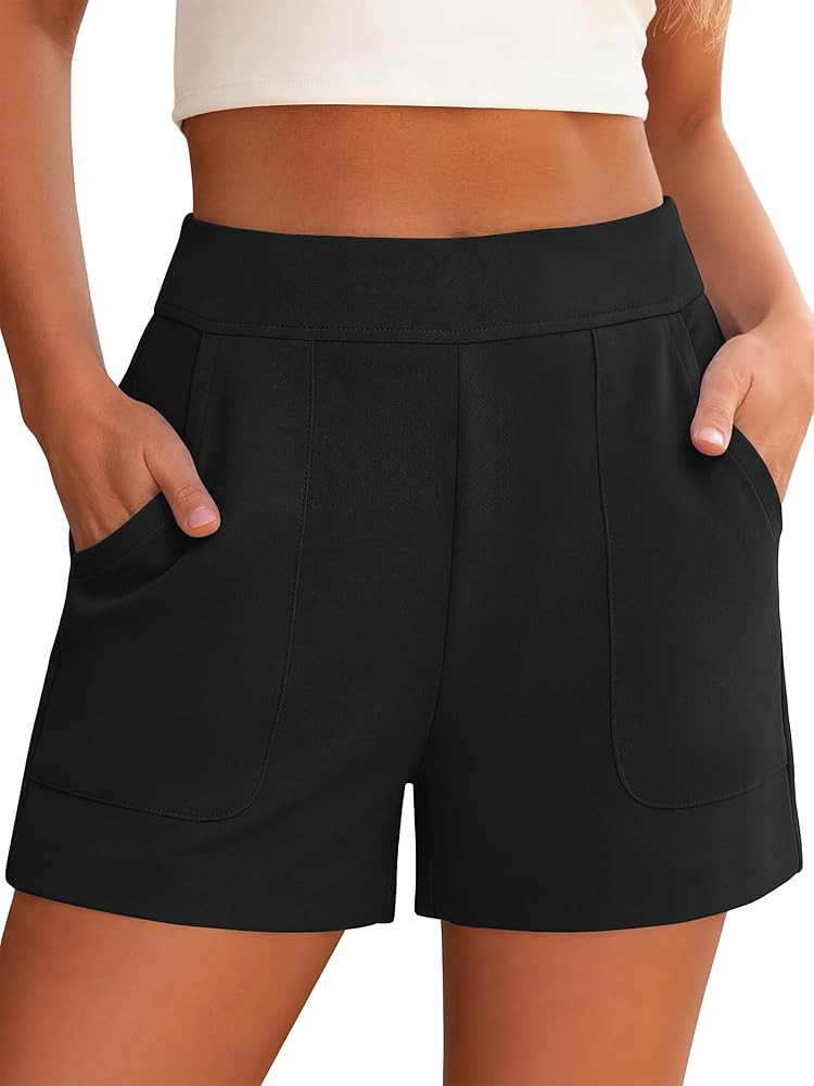 ANRABESS Shorts for Women Summer Casual Elastic High Waist Lounge Comfy Dress Shorts with Pockets... | Amazon (US)
