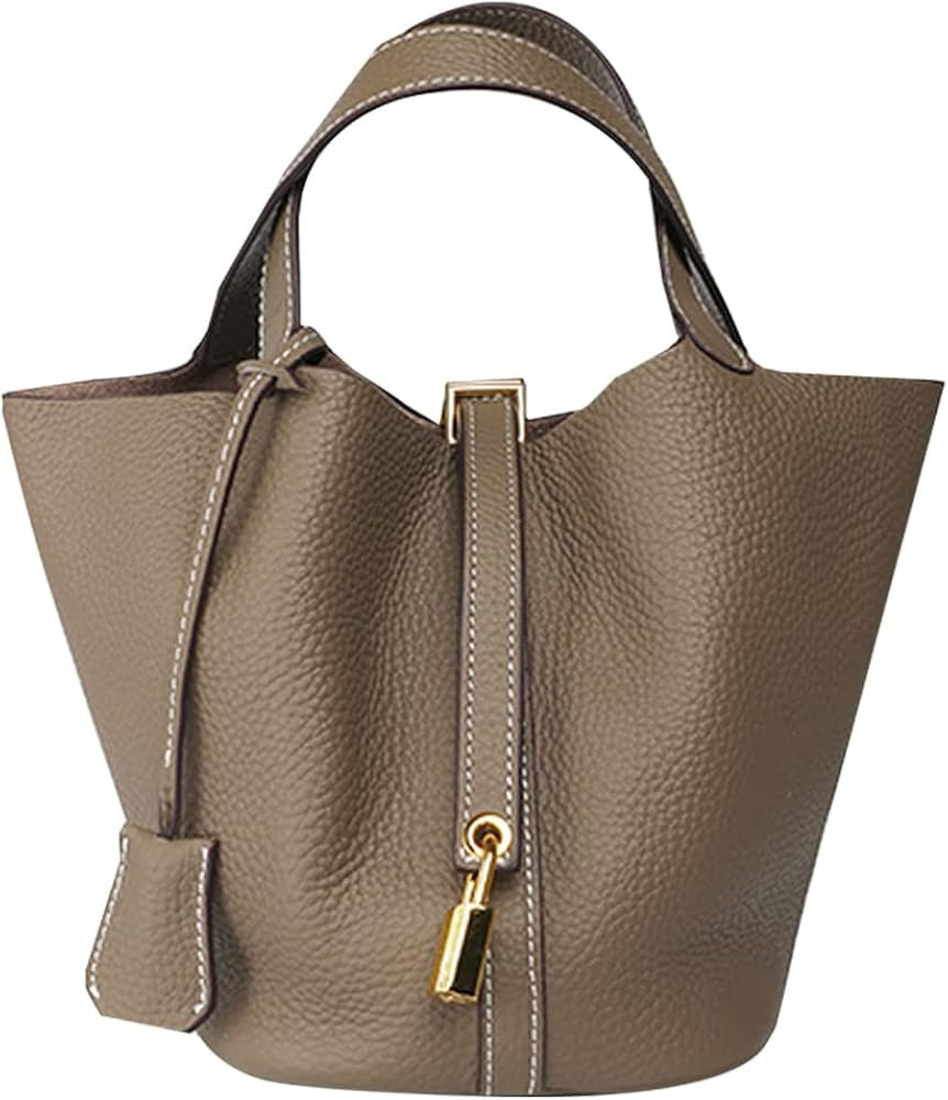 Genuine Leather Hobo Crossbody Bags for Women, Ladies Lock Bags Top-handle Bags, Women's Bucket P... | Amazon (US)