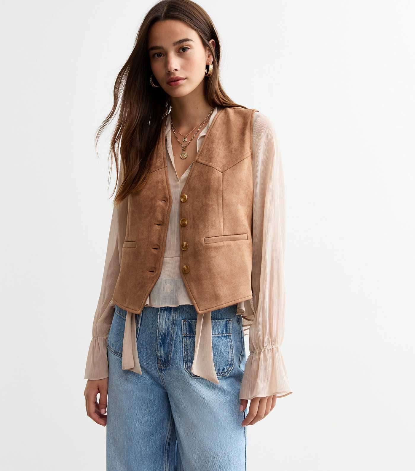 Stone Suedette Waistcoat
						
						Add to Saved Items
						Remove from Saved Items | New Look (UK)