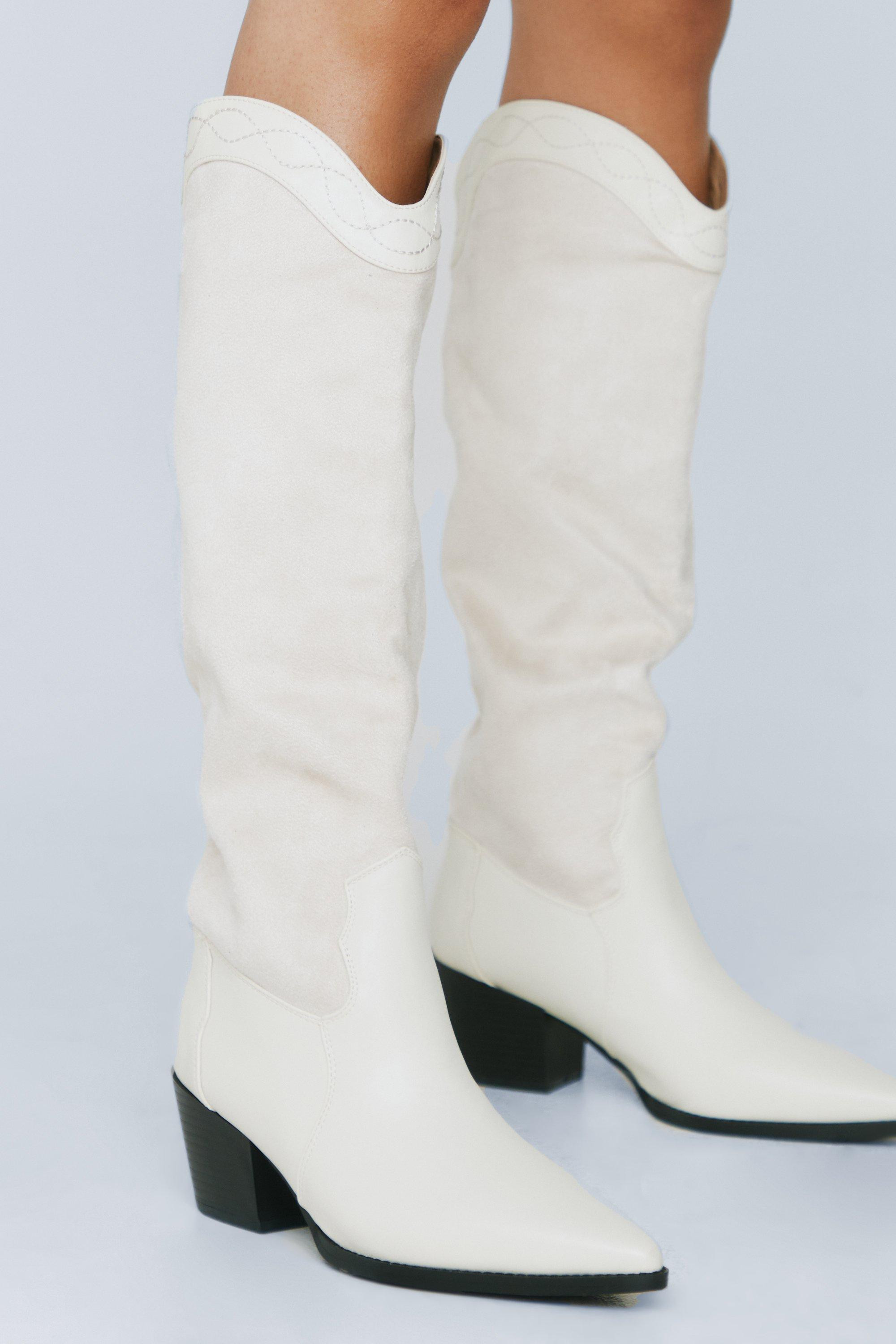 Knee High Faux Suede Cowboy Boots | Nasty Gal (US)