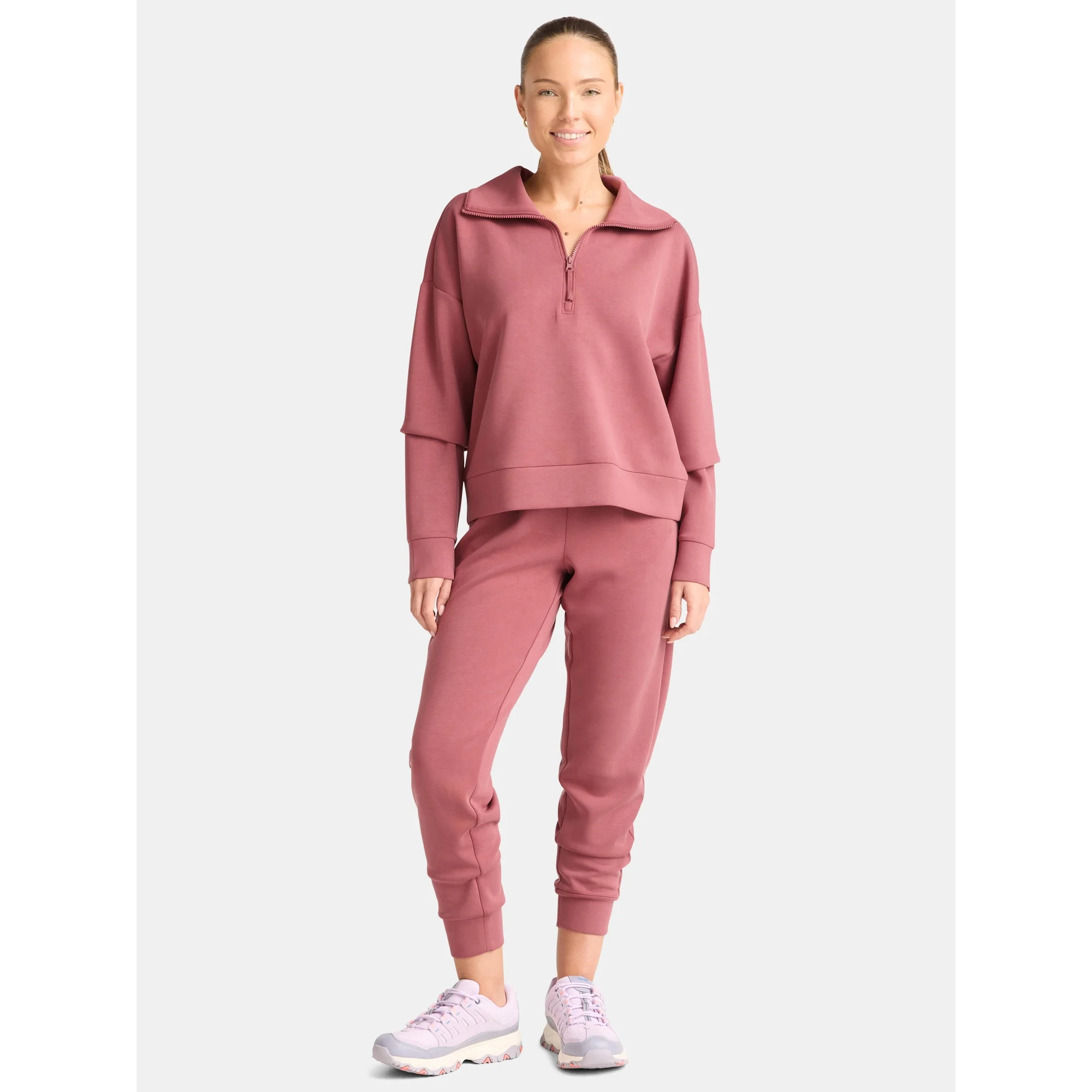 Avia Women's and Women's Plus Knit Quarter Zip Pullover, Sizes XS-4X | Walmart (US)