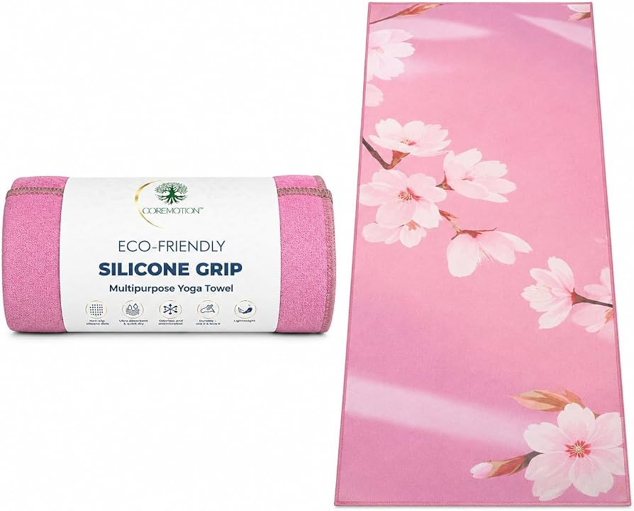 Multipurpose Yoga Mat Towel 72" x 26.5" - Cherry Blossom Design Fitness Towel with Non-Slip Silic... | Amazon (US)