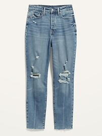Higher High-Rise Button-Fly O.G. Straight Distressed Cut-Off Jeans for Women | Old Navy (US)